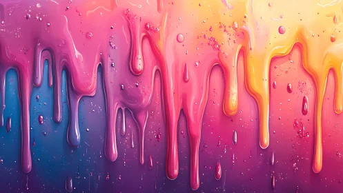 Neon sherbet rivers slide slowly down a twilight wall