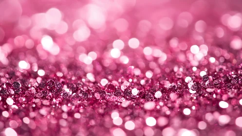 Macro lens isolates shimmering pink glitter with shallow bokeh field