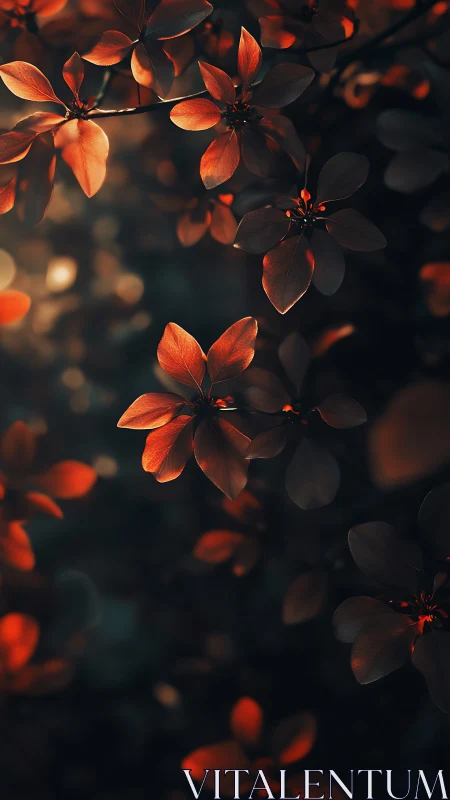Luminous Autumn Petals: Backlit Botanical Study.