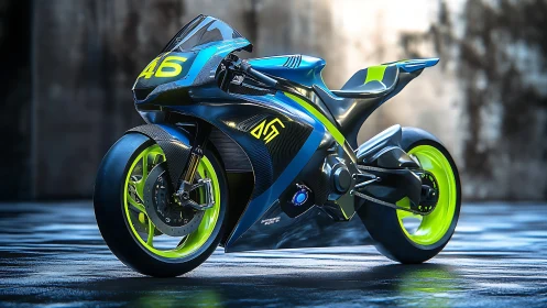 Futuristic racing superbike showcases neon aero bodywork