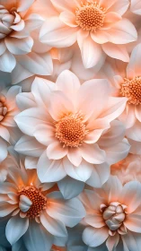 Peach and white flower blossoms in soft focus arrangement