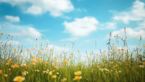 Wild meadow daydream rises beneath a softly drifting sky