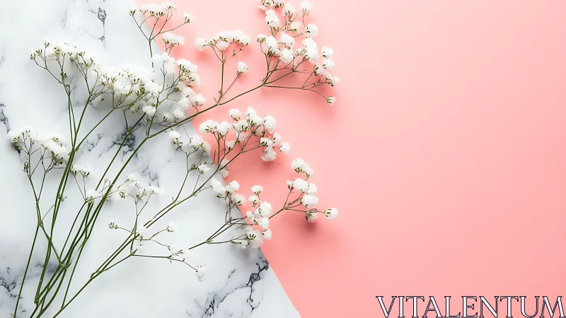 Gossamer Dreams Split: Delicate Blooms Bridging Marble & Blush.