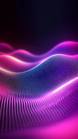 Neon particle waves form a glowing abstract digital landscape