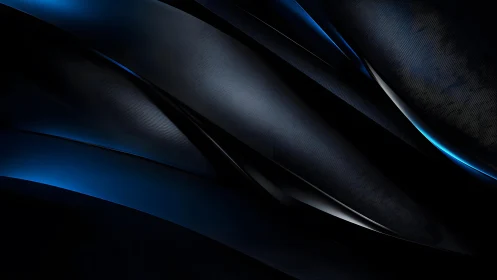 Sleek dark abstract waves with metallic blue highlights design.