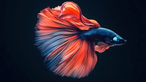 Vibrant Betta Fish with Flowing Fins in Dramatic Lighting.