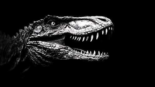 Monochrome raptor snarl carved from shadow and light.