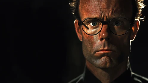 Intense portrait captures a thoughtful man in dramatic light