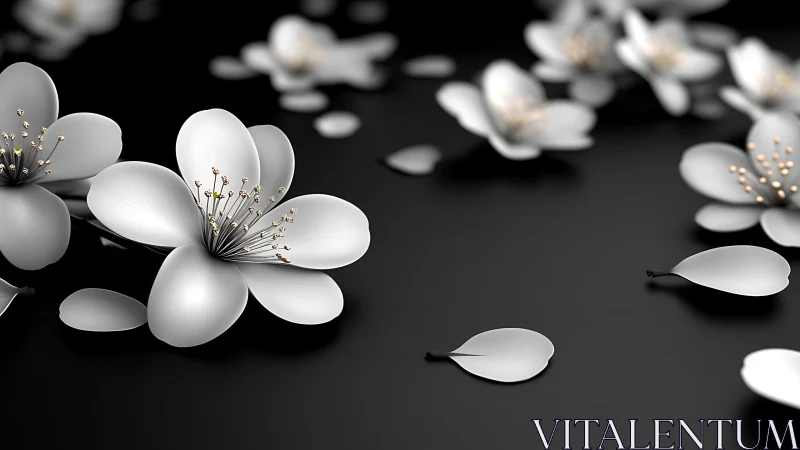 Luminescent Petals Dance on Velvet Darkness.