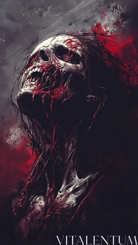 Skeletal humanoid figure with exposed tissue in red tones.