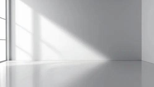 Minimalist white interior corner with soft window light.