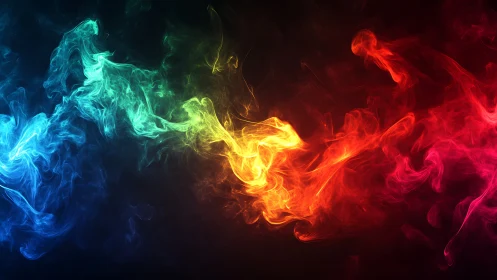 Colorful energy streams swirl across a dark background.