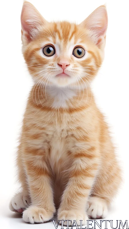 Orange Tabby Kitten with Blue Eyes Portrait.