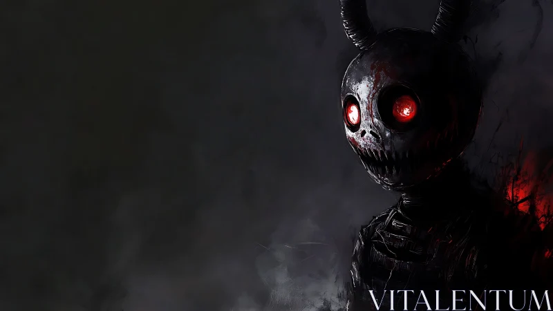 Midnight rabbit specter with glowing red gaze in shadowed void.