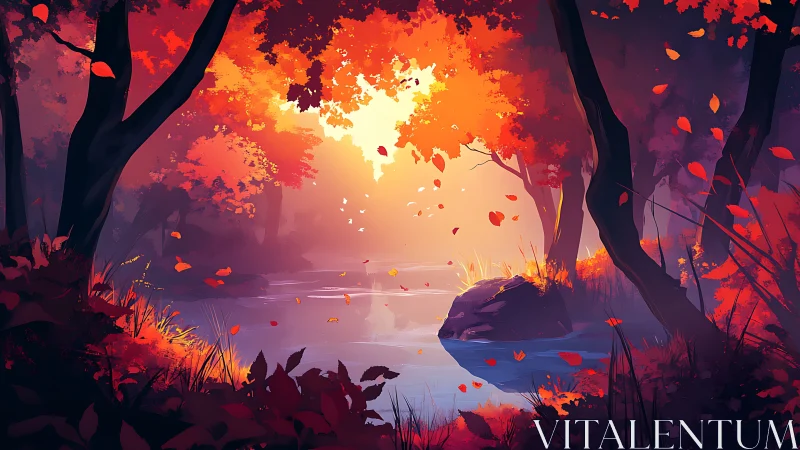 Molten Sanctuary Where Autumn Bleeds Into Twilight Serenity