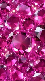 3D faceted magenta gemstones in dense reflective cluster.