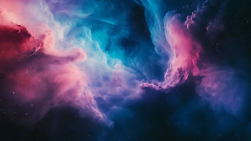 Starlit nebula wings unfurl in electric pink and cyan haze.