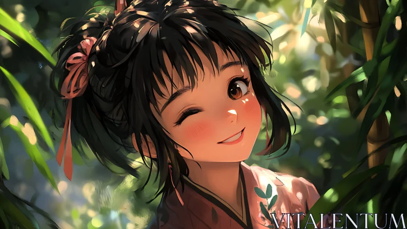 Sunlit bamboo turns a playful wink into soft summer magic