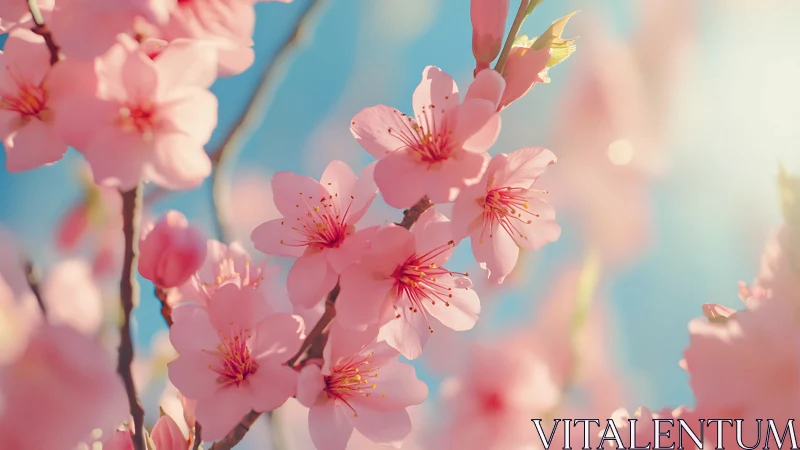 Cherry Blossoms Ignite Sky with Pink Luminescence.