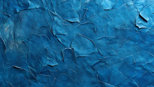 Textured blue abstract surface with layered paper fragments.