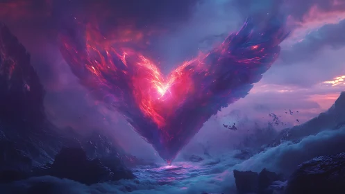 A Heart of Light Blazing Across Frozen Peaks