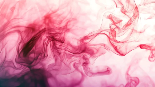 Pink ink swirls merge through translucent liquid field.