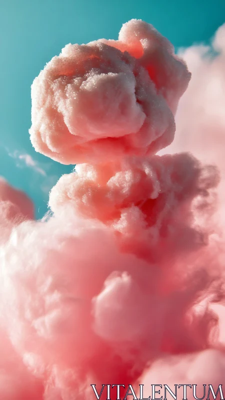 Dreamy pink cotton candy clouds against a bright sky.