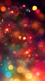 Glowing rainbow bokeh lights in a dreamy night haze.