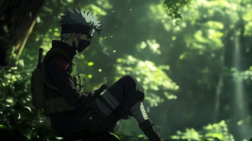 Masked wanderer lets quiet forest light rewrite his story