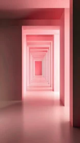 Recursive Pink Corridor with Nested Rectangular Apertures and Layered Spatial Depth