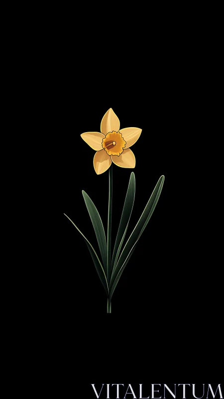 Golden Daffodil: Botanical Study Against Black