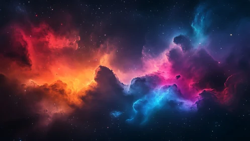 Bipolar nebula cloudscape with high contrast volumetric color gradients