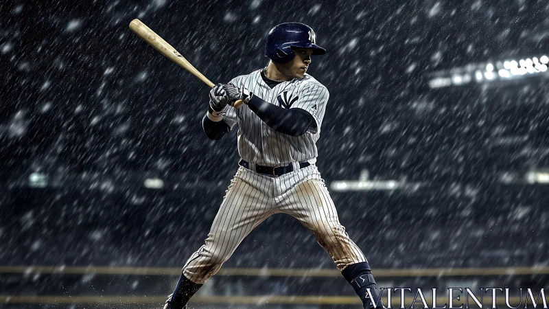 Storm-soaked slugger locks in under stadium floodlights