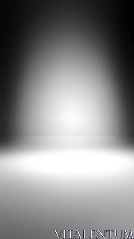 Spotlight beam illuminates empty gradient floor background