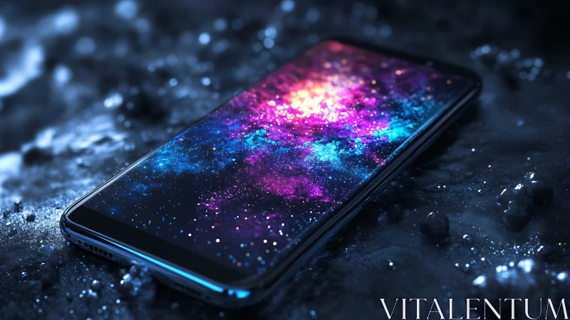 Pocket universe glowing across a midnight smartphone screen.