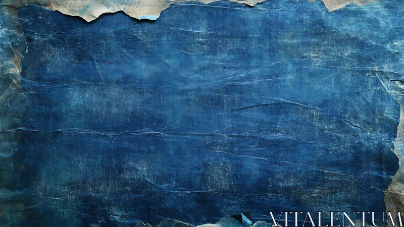 Weathered ultramarine painted paper texture with torn edges