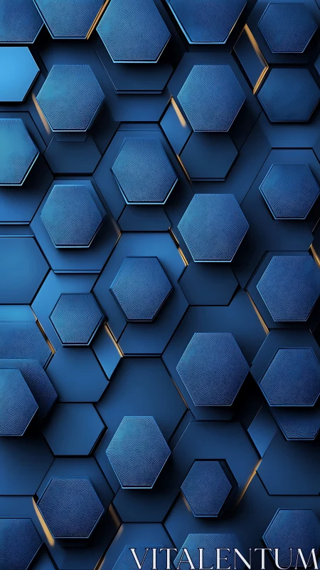 3D hexagonal relief grid with layered blue geometric planes.