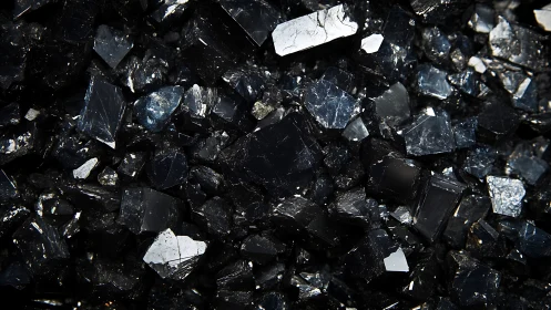 Nocturne of shattered obsidian crystals in midnight gleam.