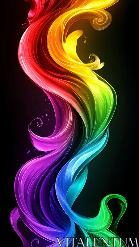 Radiant swirling light stream merges into full rainbow spectrum.