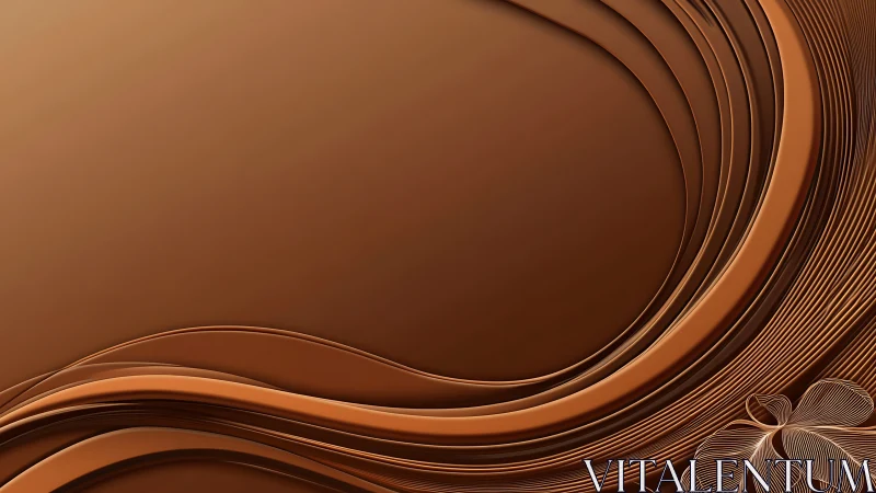 Copper wave layers curve toward central negative space.