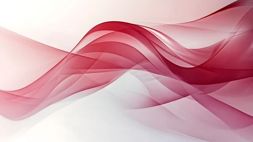 Translucent crimson waveform ribbons on soft white gradient