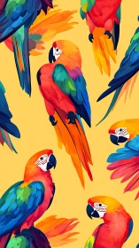Scarlet macaw pattern in vivid multicolor vector illustration