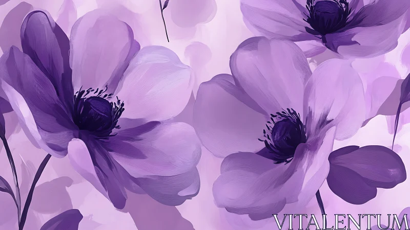 Ethereal Purple Florals with Layered Depth and Soft Translucent Petals