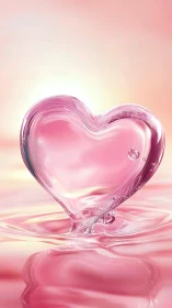 Translucent Pink Heart: Fluid Glass Morphology with Refracted Light