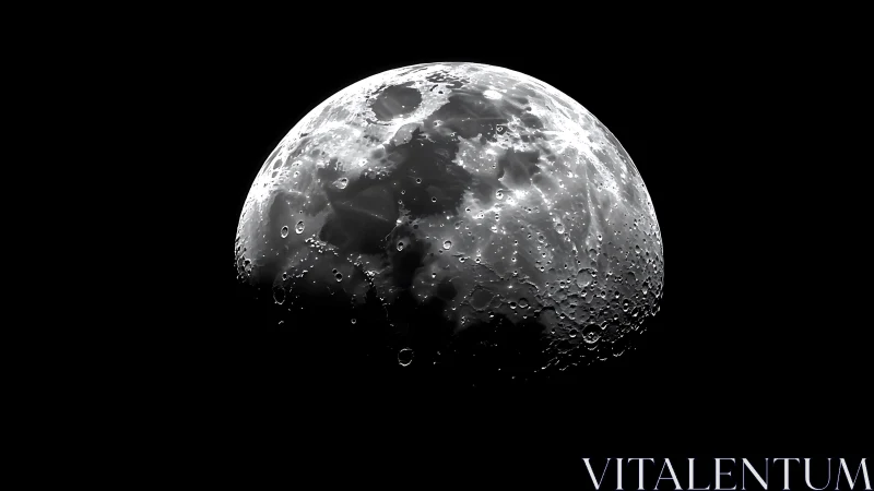 Lunar hemisphere portrait with high-contrast crater relief.