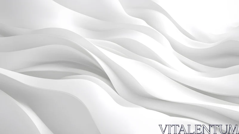 Flowing White Abstract Waves in Minimalist 3D Digital Art.