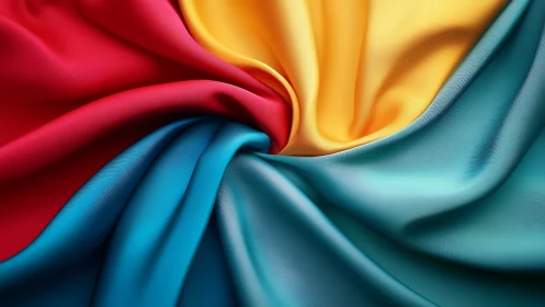 Chromatic fabric vortex with high-fidelity textile rendering.