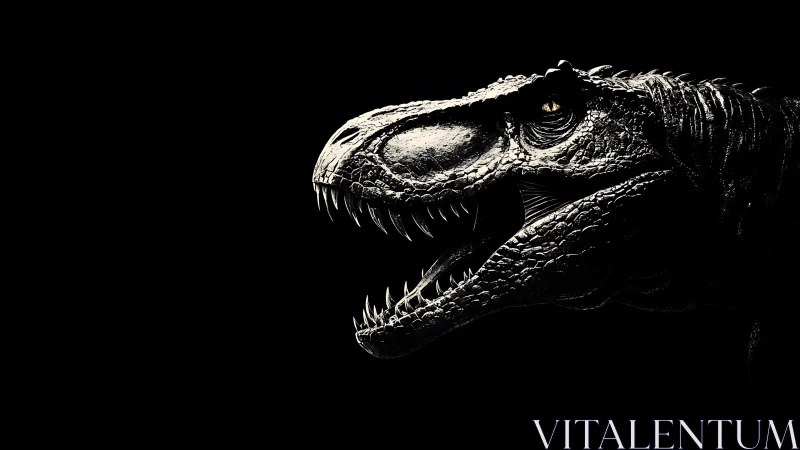 High-contrast dinosaur head render isolates detailed cranial textures