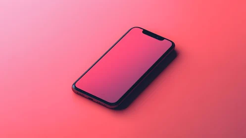 Modern smartphone on pink gradient background, minimalist style.