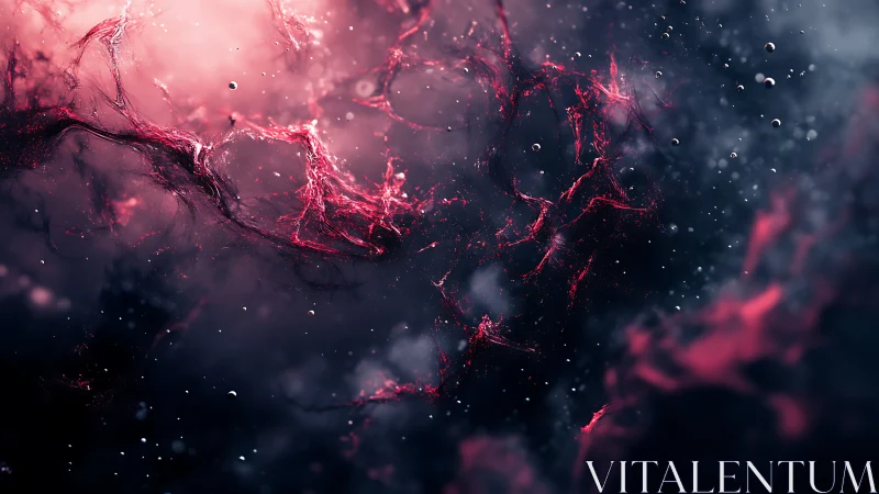 Nebular filaments form luminous crimson structures in void space